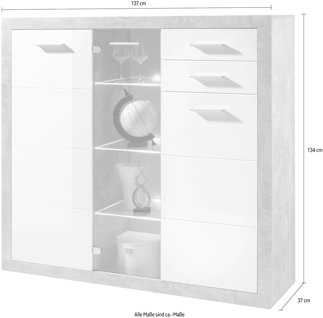 HBZ Highboard Stone | Weiß