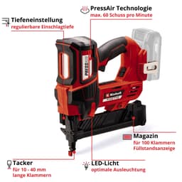 Einhell Akku-Tacker FIXETTO 18/38 S | Rot