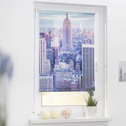 Seitenzugrollo Klemmfix Motiv New York | Blau
