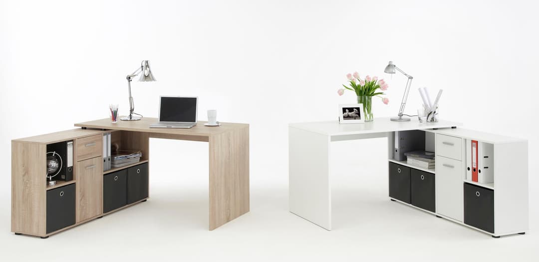 FMD Eckschreibtisch Lexo | Weiß