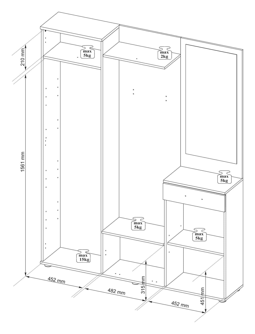 HBZ Kompaktgarderobe Jens | Holztöne