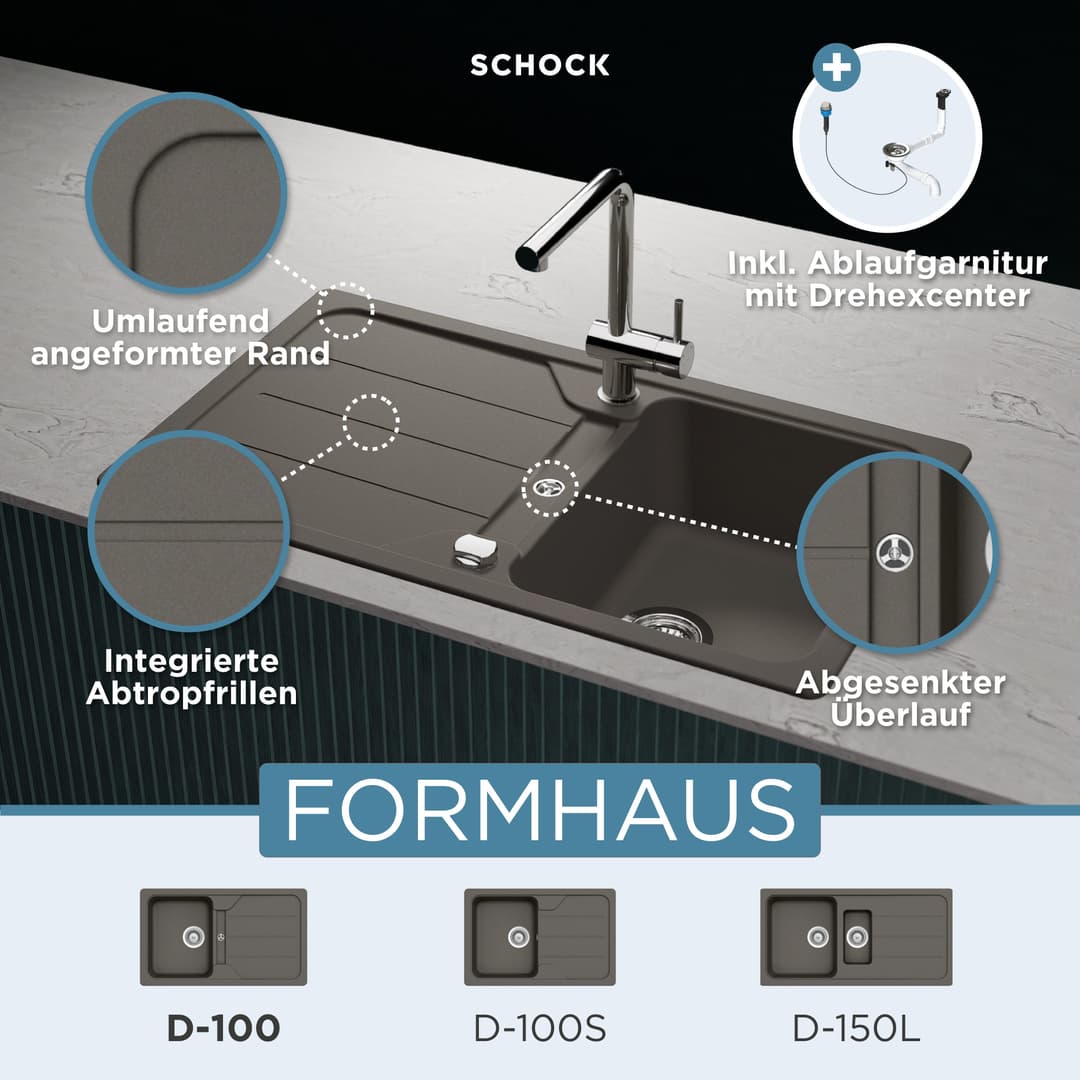 Schock Formhaus Granitspüle | Grau