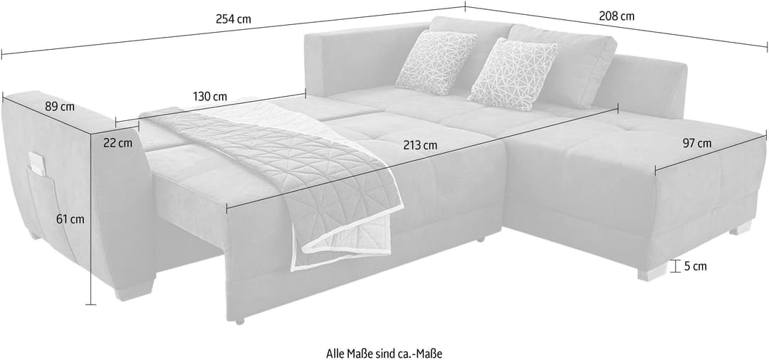 Jockenhöfer Gruppe Ecksofa Luzern L-Form | Grau