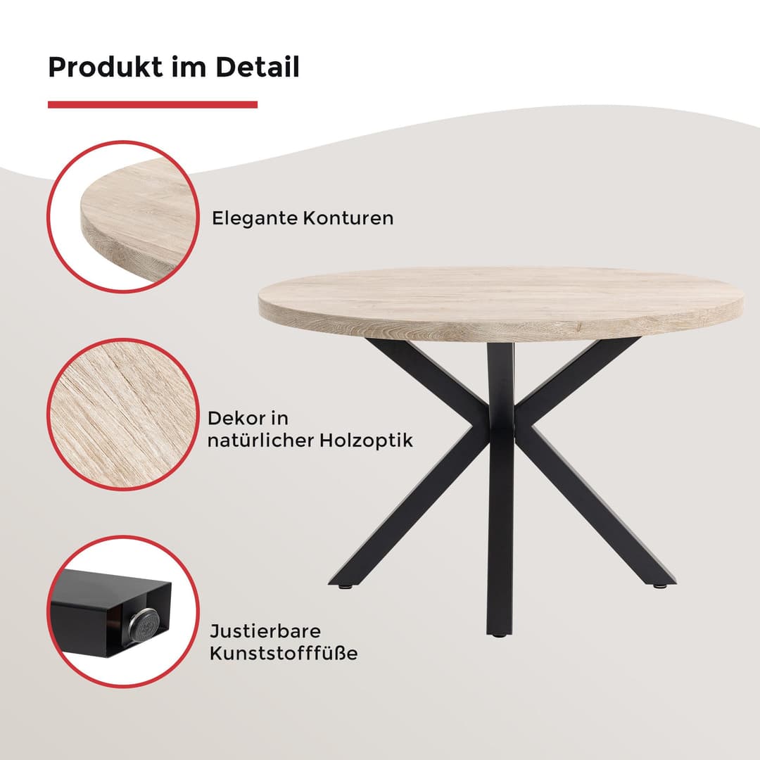 Duo Collection Esstisch Damira Tisch rund | Holztöne