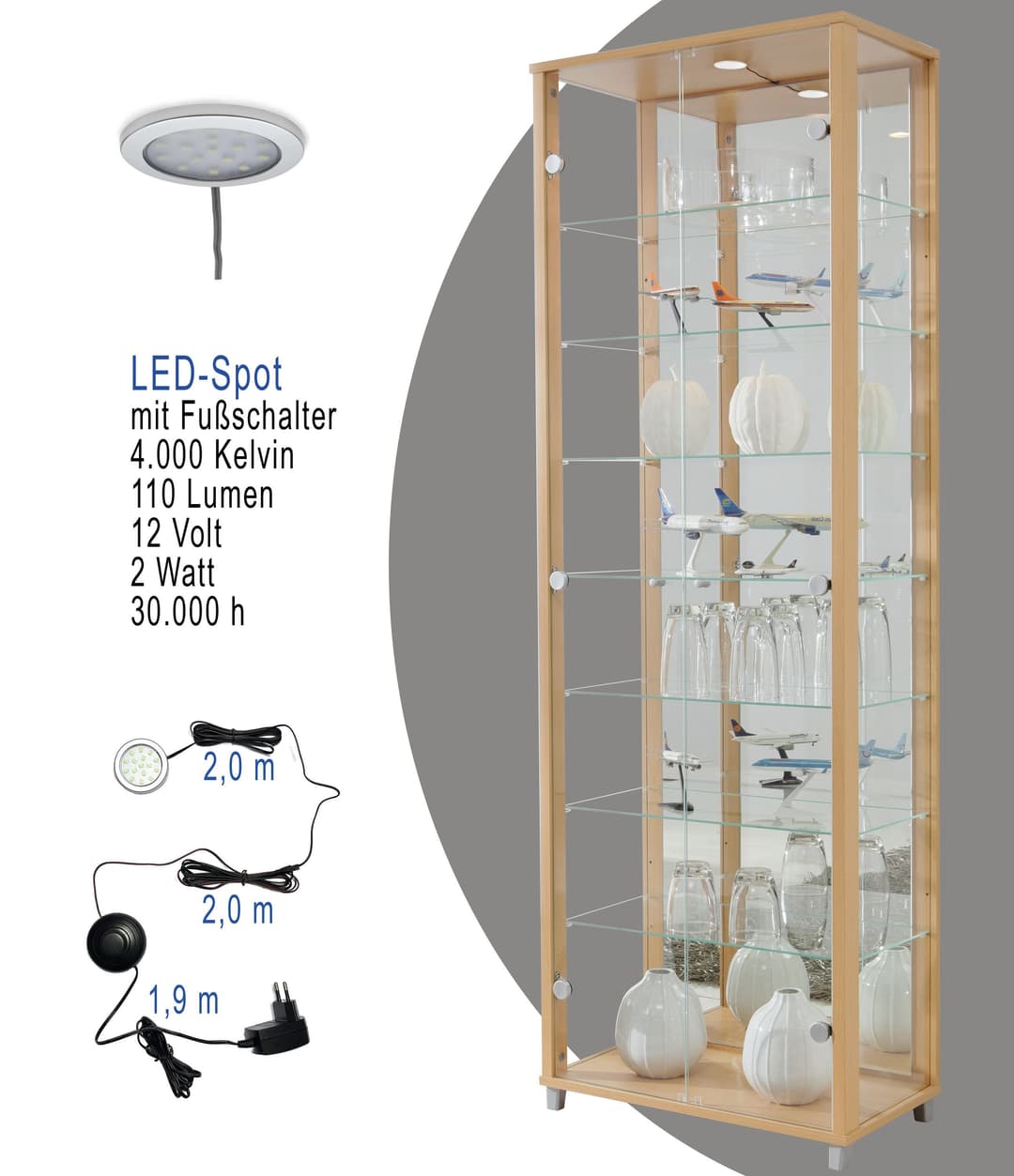 fif möbel Vitrine OPTIMA | Holztöne