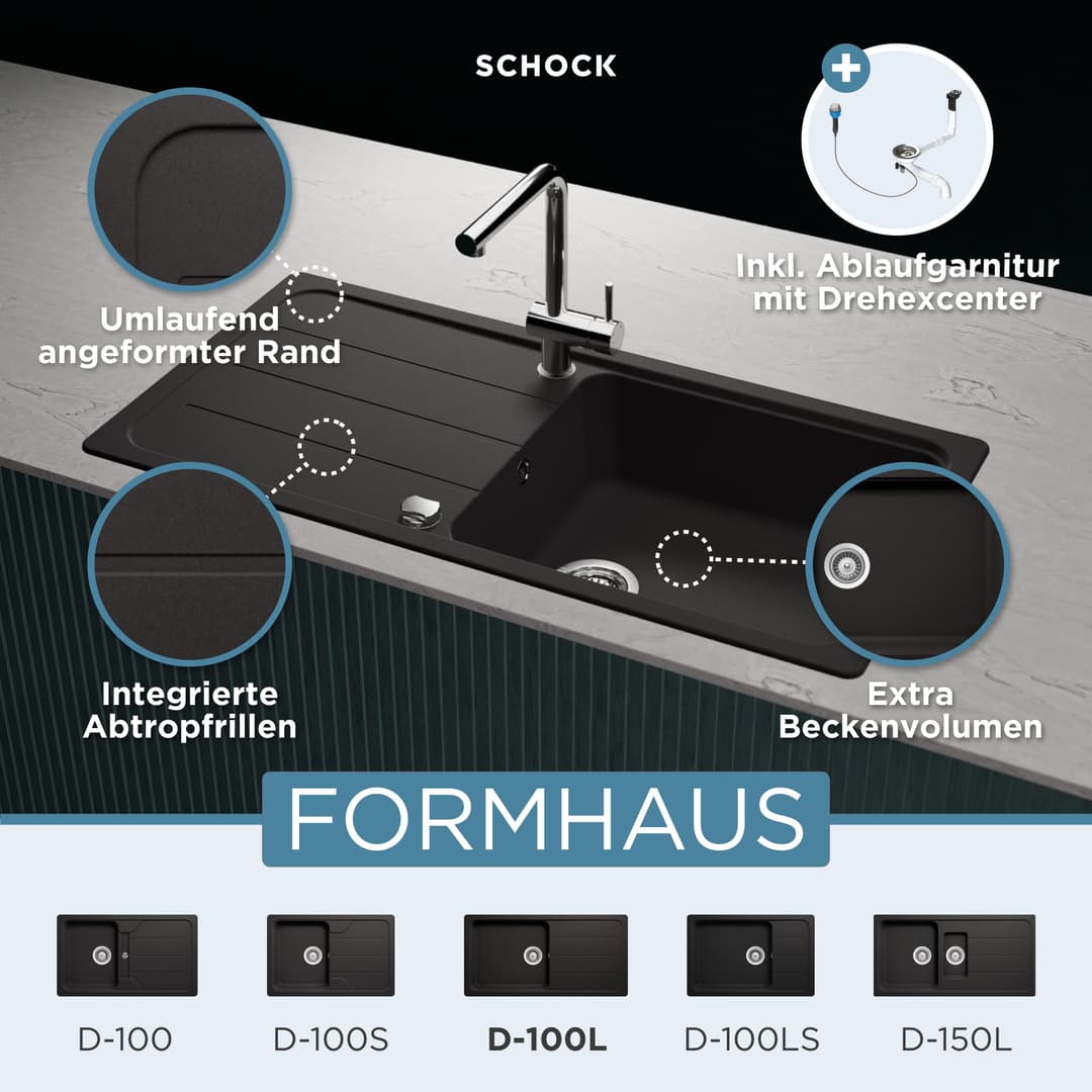 Schock Granitspüle Formhaus | Schwarz