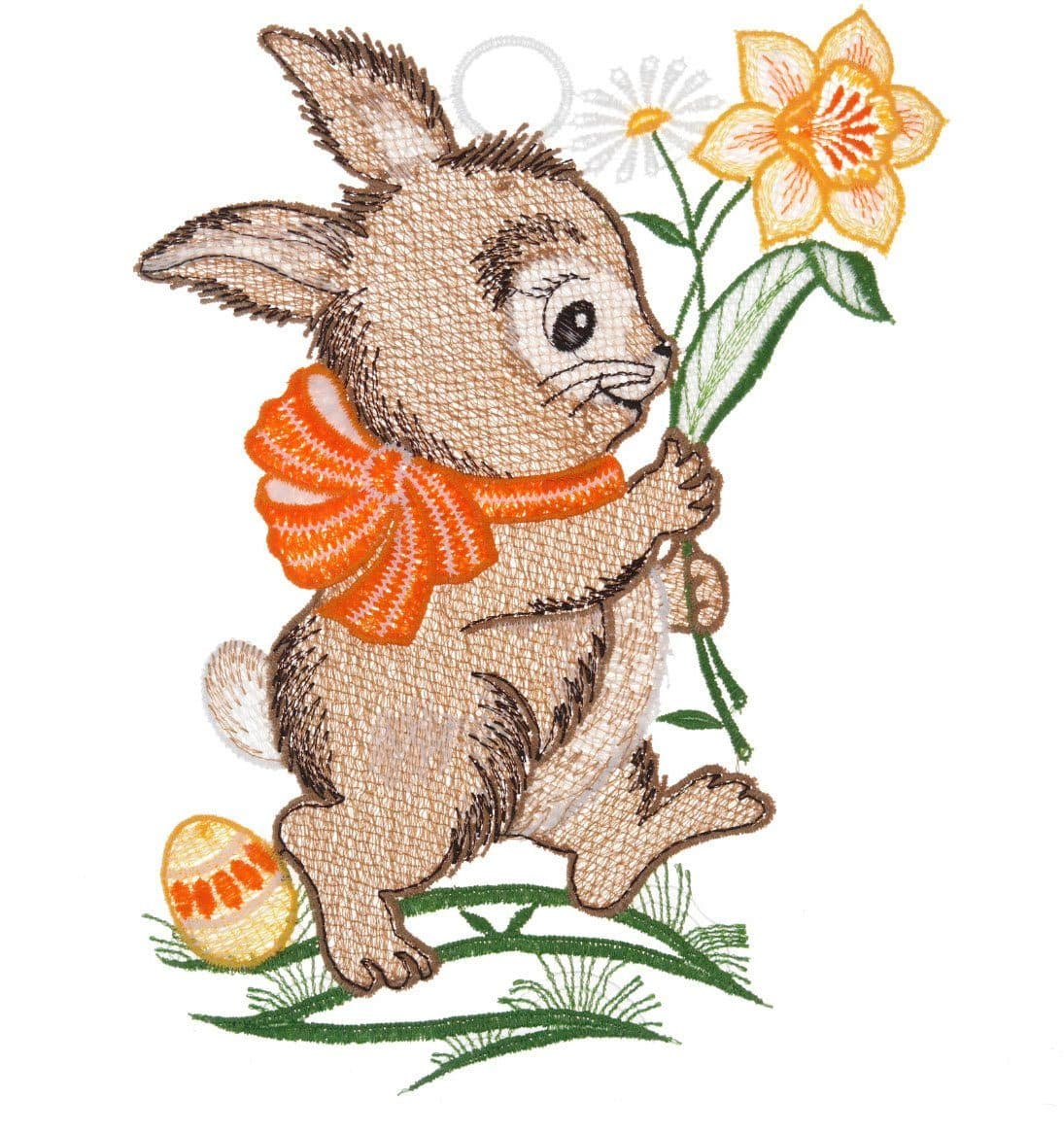 W. Reuter & Sohn - Plauener Spitze® Fensterbild "Hase" | Mehrfarbig