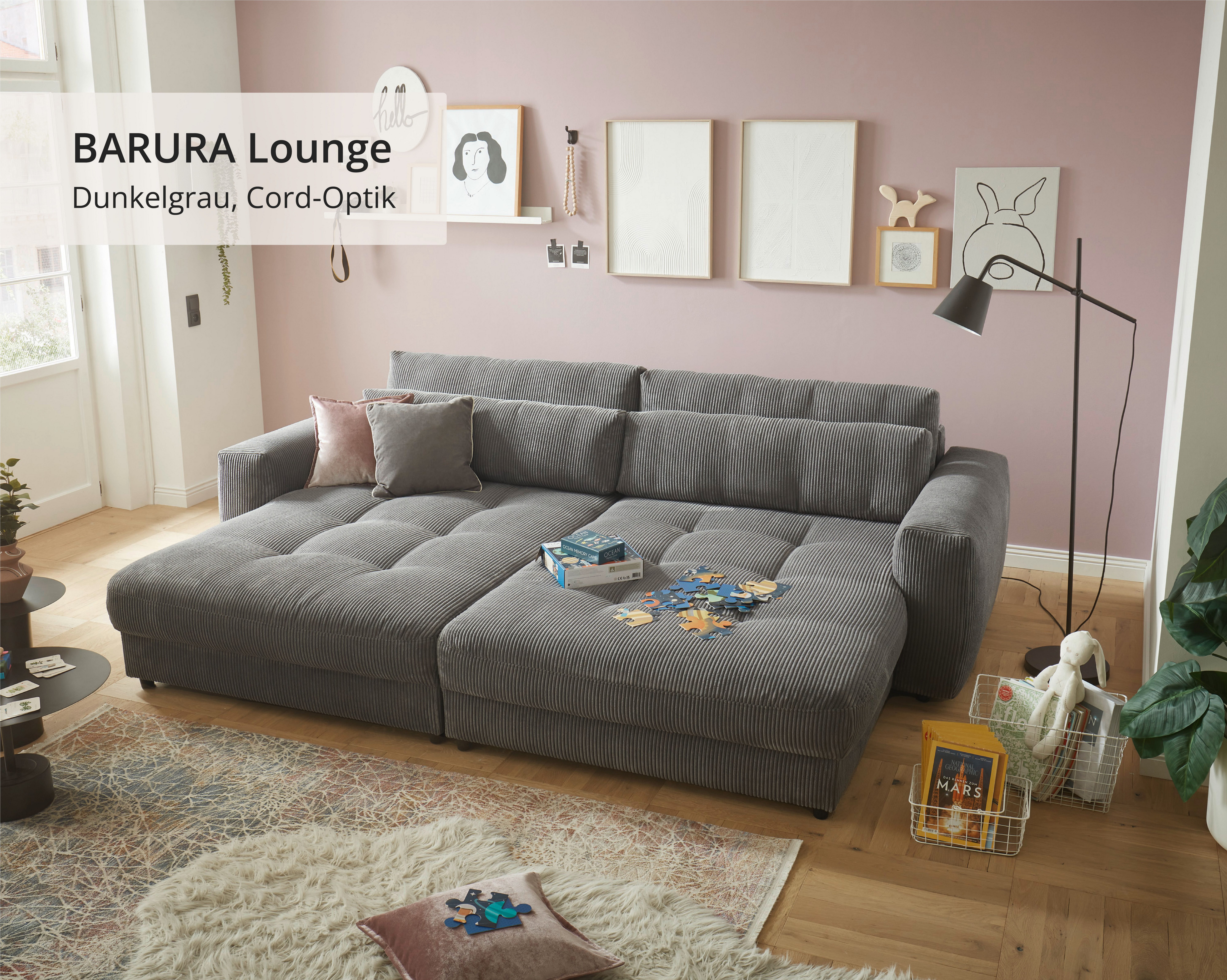 ED EXCITING DESIGN Big-Sofa Loveseat | Grau