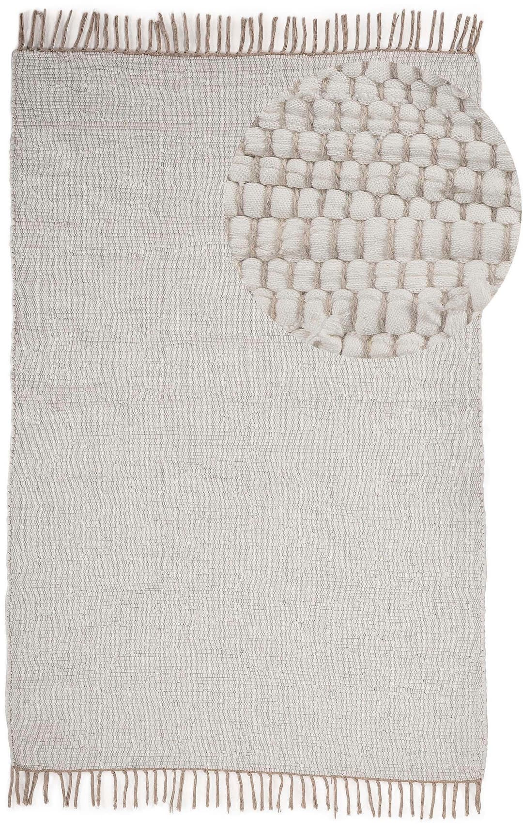 carpetfine Teppich Kelim Chindi uni | Weiß