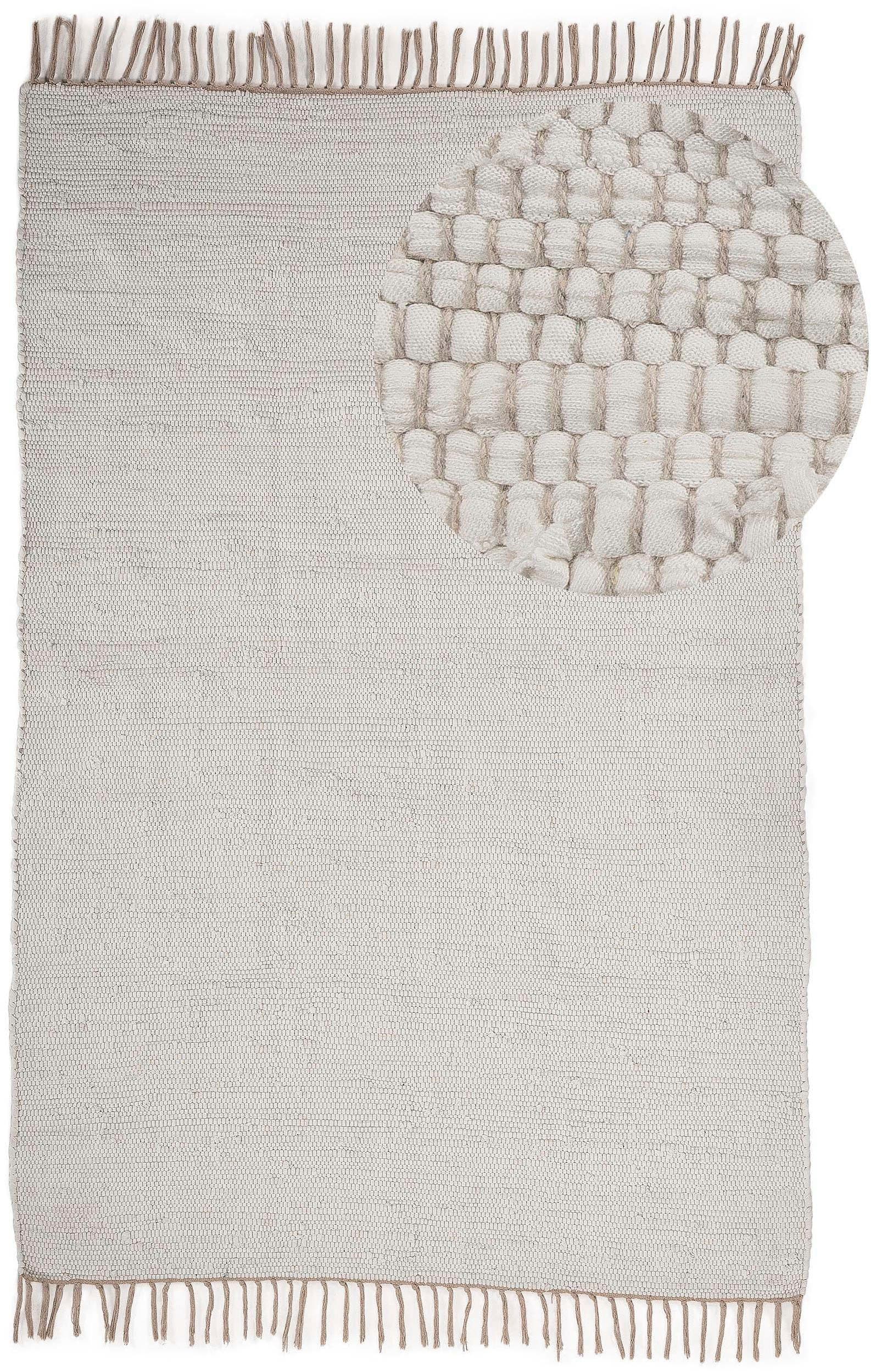 carpetfine Teppich Kelim Chindi uni | Weiß