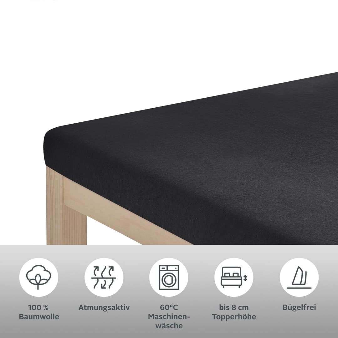 OTTO home Spannbettlaken Physalis Topper COMFORT | Schwarz