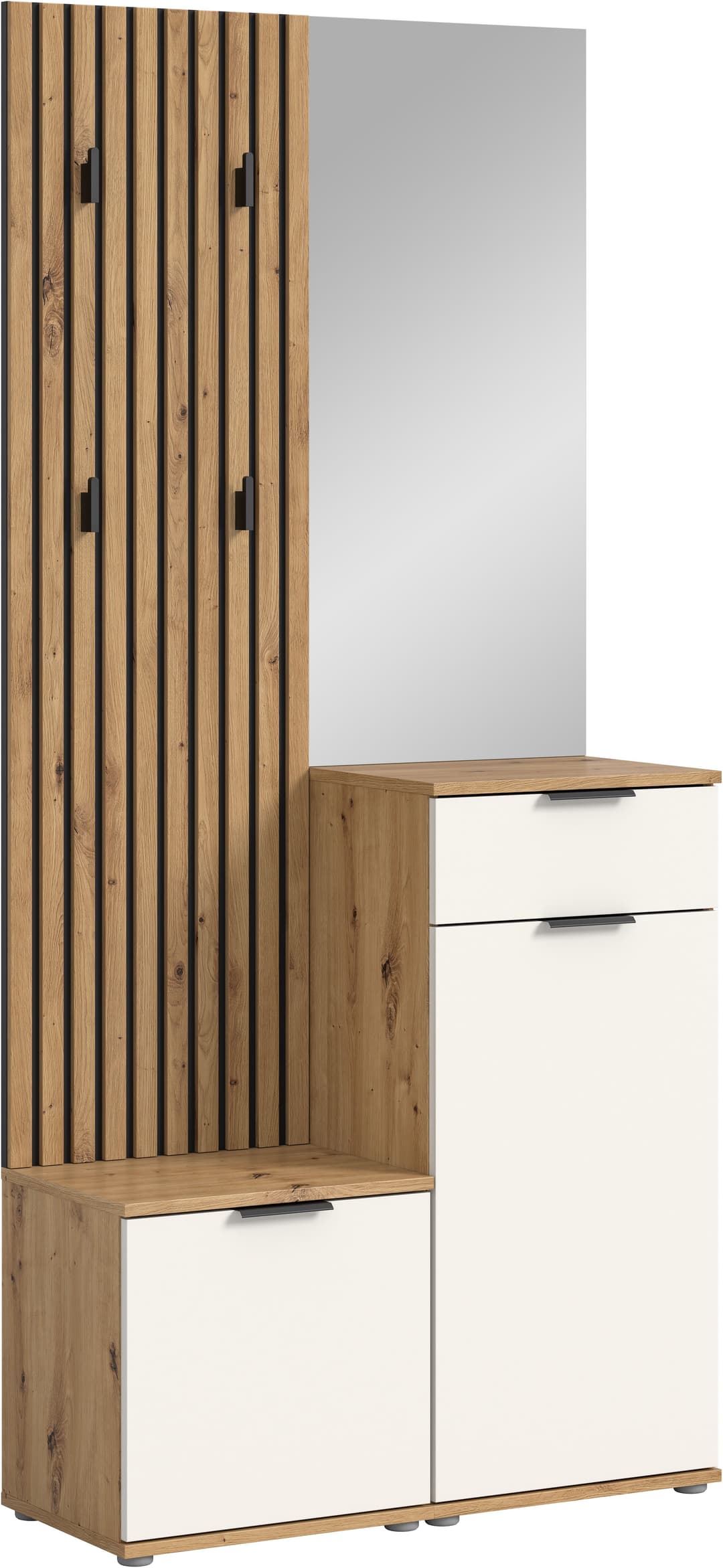 HBZ Kompaktgarderobe Simple mit Spiegel | Holztöne