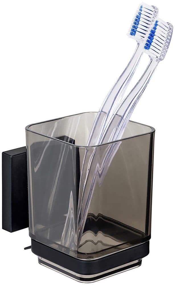 Wenko Zahnputzbecher Vacuum-Loc® Modell Quadro | Schwarz