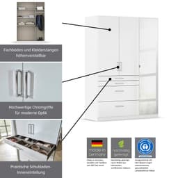 rauch HOMBURG Kleiderschrank mit Spiegel | Weiß
