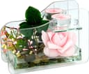 Kunstpflanze Rose im Glas mit Teelicht | Rosa