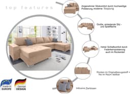 COLLECTION AB Wohnlandschaft Josy XXL U-Form | Beige