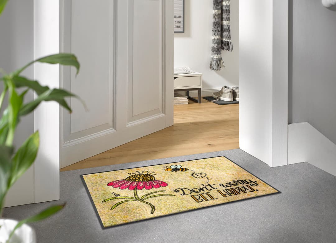 wash+dry by Kleen-Tex Fußmatte Bee Happy | Mehrfarbig