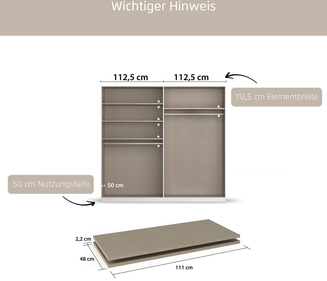 Rauch Einlegeboden Zubehör für Rauch-Schwebetürenschränke | Beige