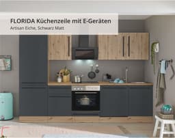 KOCHSTATION Küchenzeile KS-Florida | Schwarz