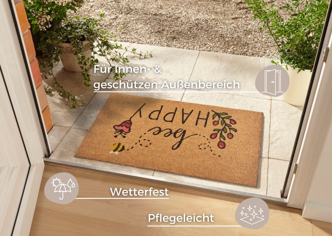HANSE Home Fußmatte Bee Happy | Holztöne