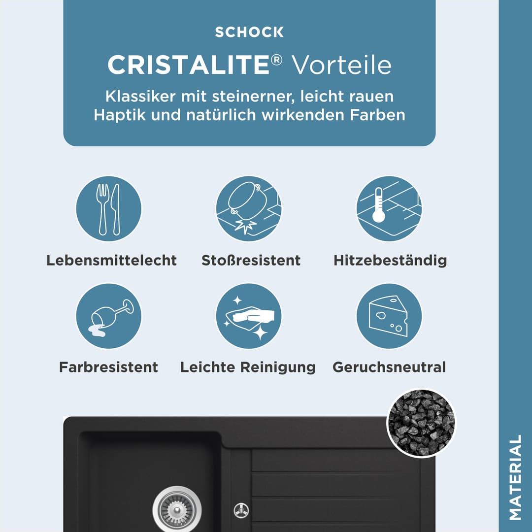 Schock Granitspüle Typos D-100 S | Schwarz