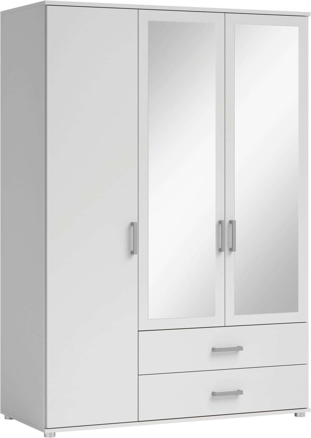 Schlafkontor Drehtürenschrank Ivar Kleiderschrank mit Spiegel | Weiß