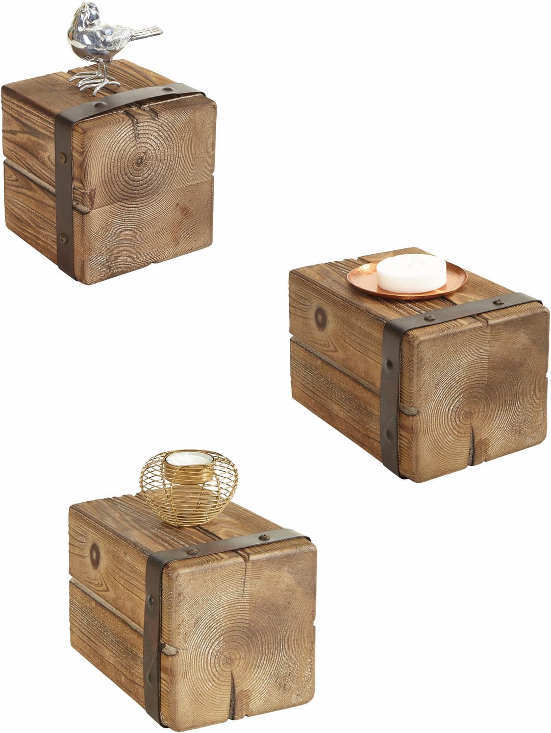 Home affaire Wandregal Holzpfeiler, 3-tlg. | Braun