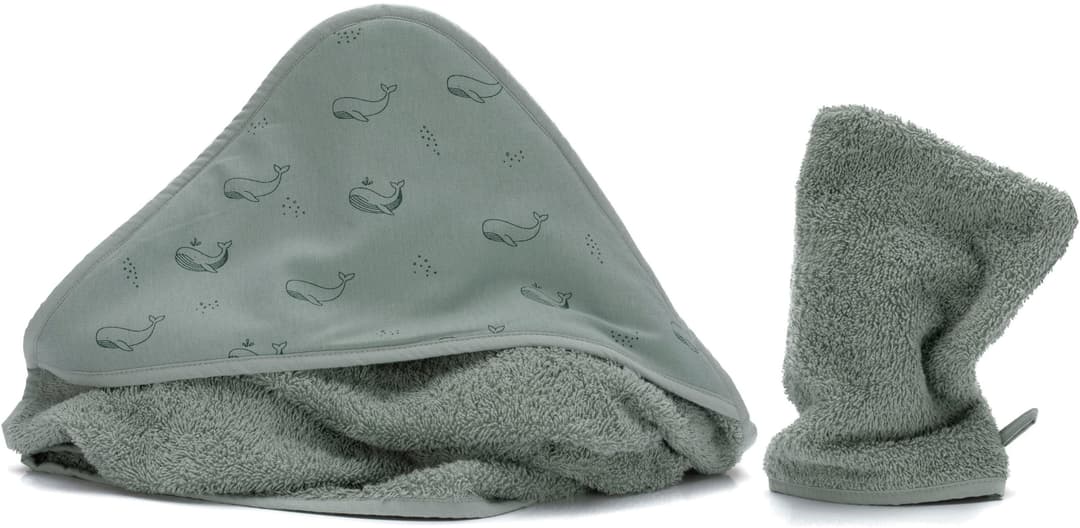 Fillikid Kapuzenhandtuch mit Waschhandschuh | Blau