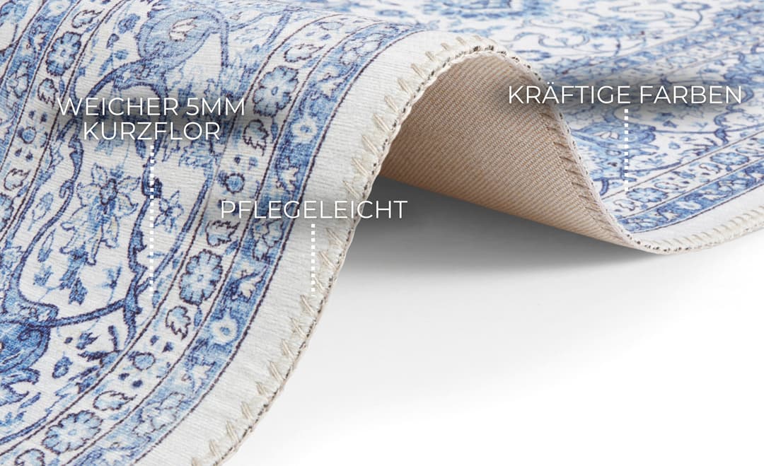 ELLE DECORATION Teppich Keshan Maschad | Blau