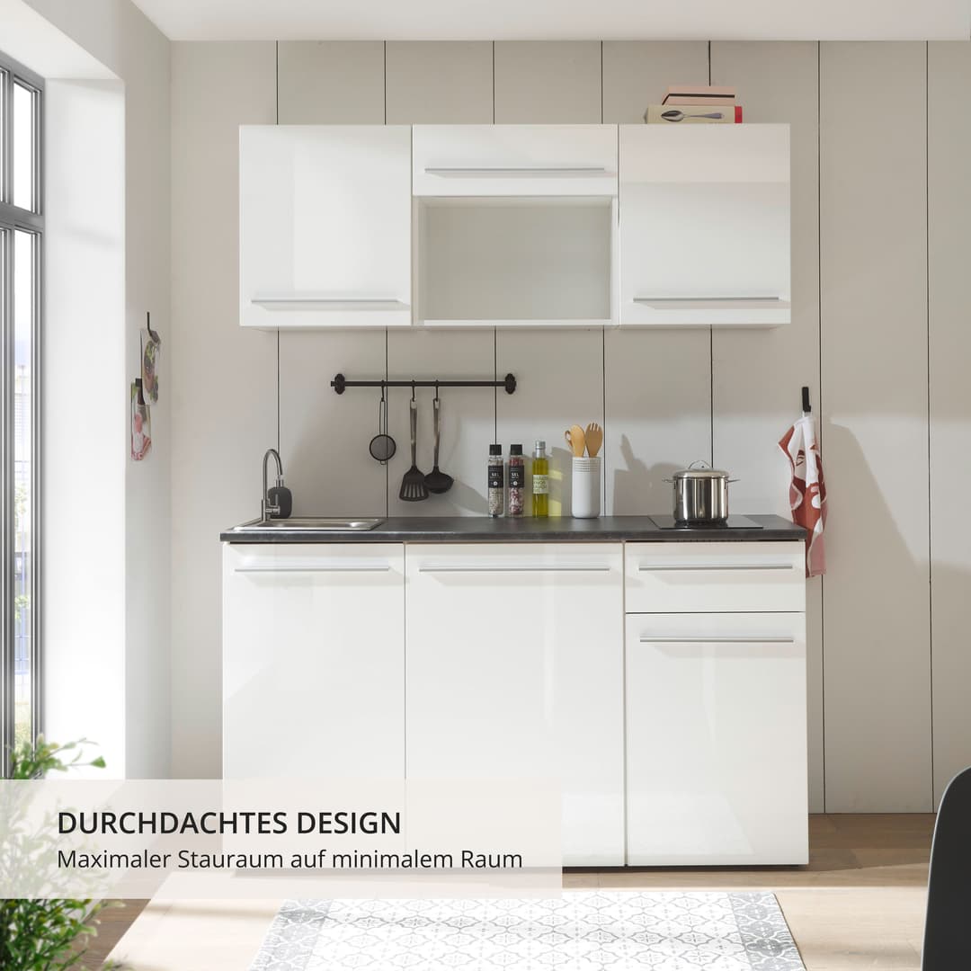 BASIC by Balculina Pantryküche Jazz Singleküche | Weiß