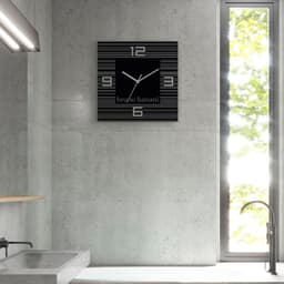 Bruno Banani Wanduhr Thin Stripes auf Alu | Schwarz
