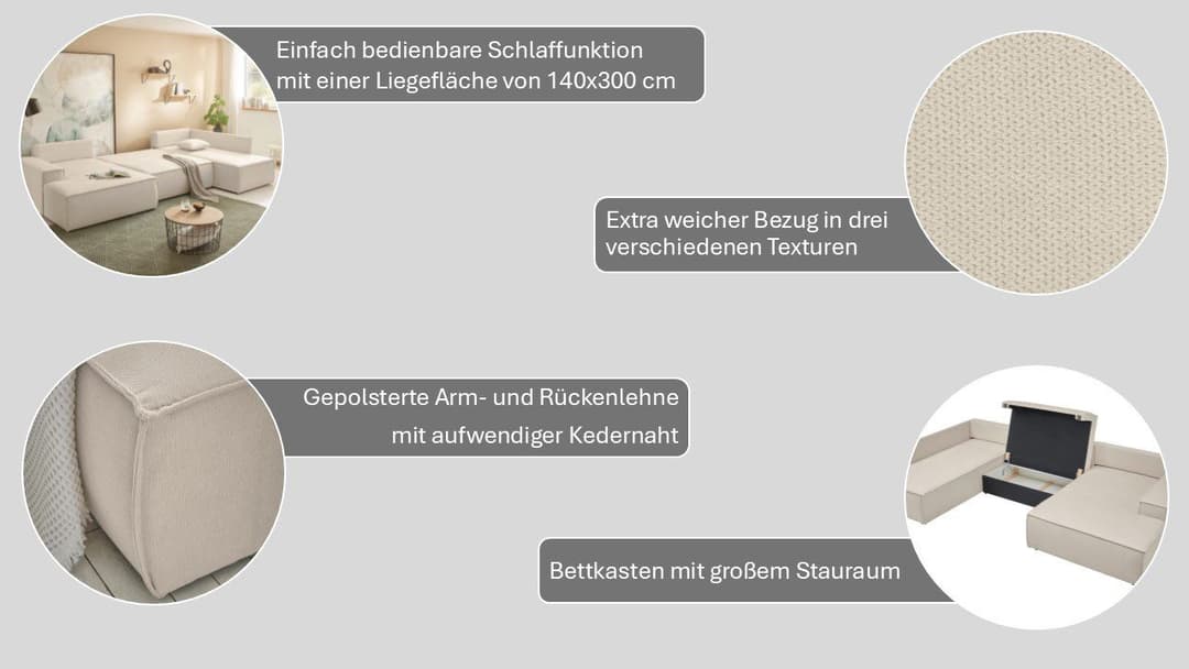 OTTO home Wohnlandschaft FINNLEY U-Form XXL 329 cm - OTTO. | Beige