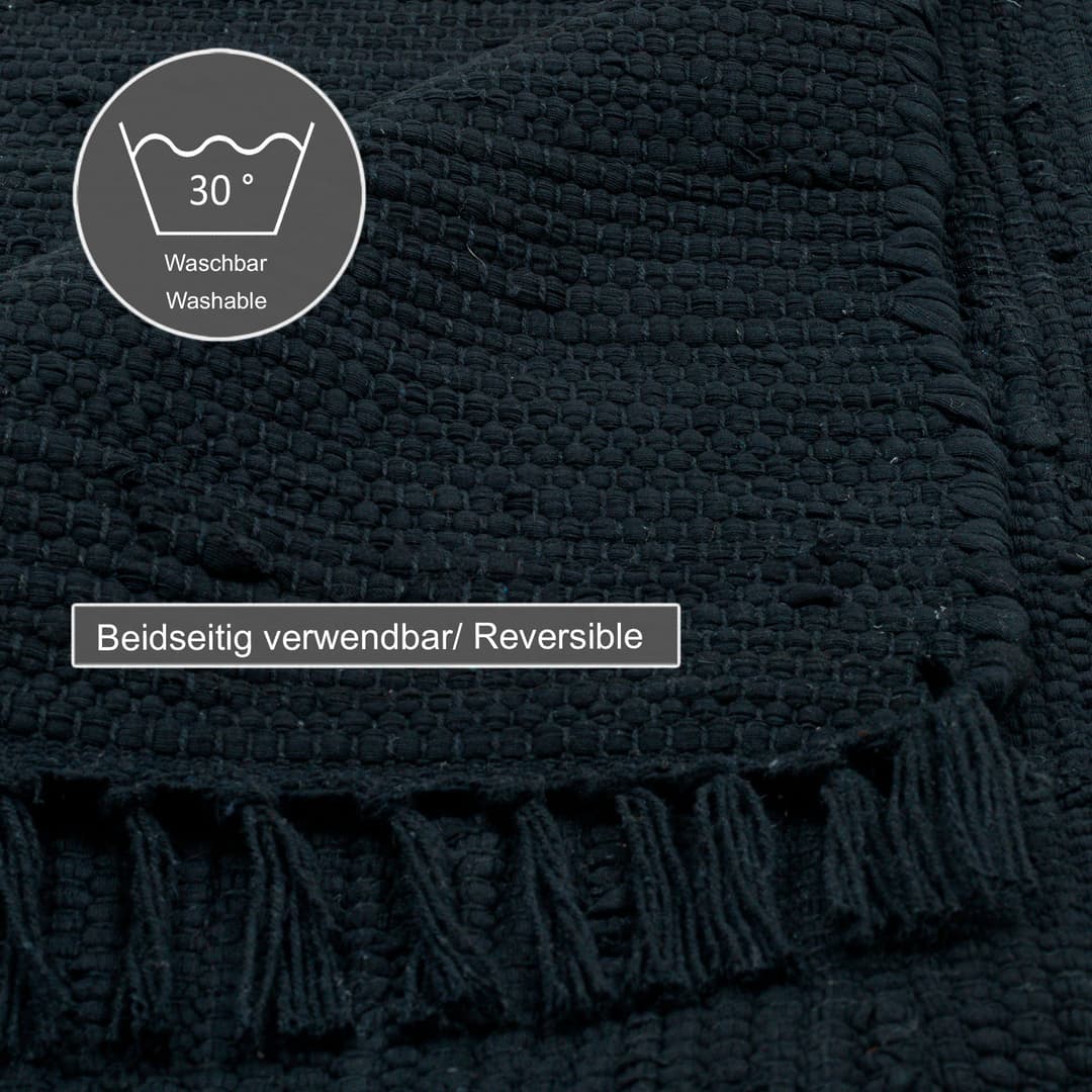 THEKO Teppich Happy Cotton Fleckerl | Schwarz
