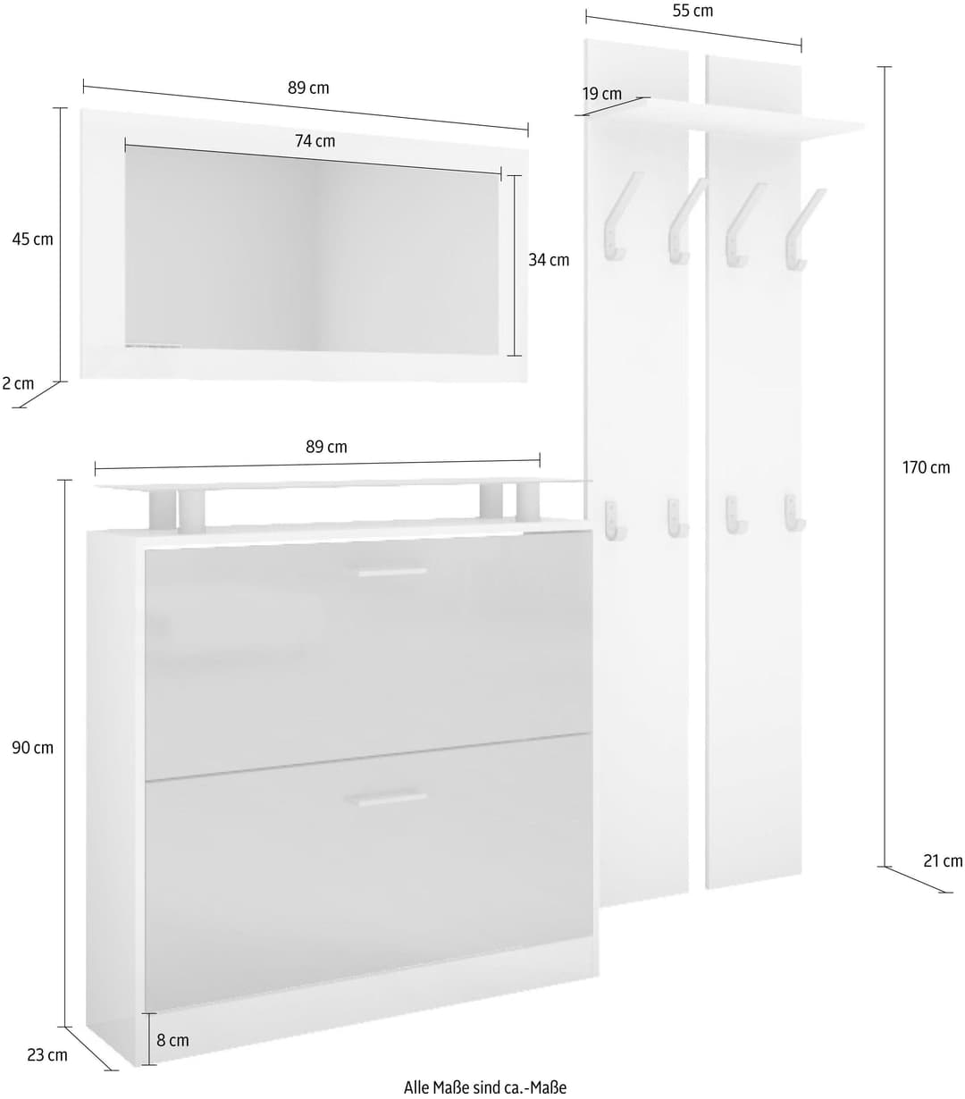 borchardt Möbel Garderoben-Set Finn | Mehrfarbig