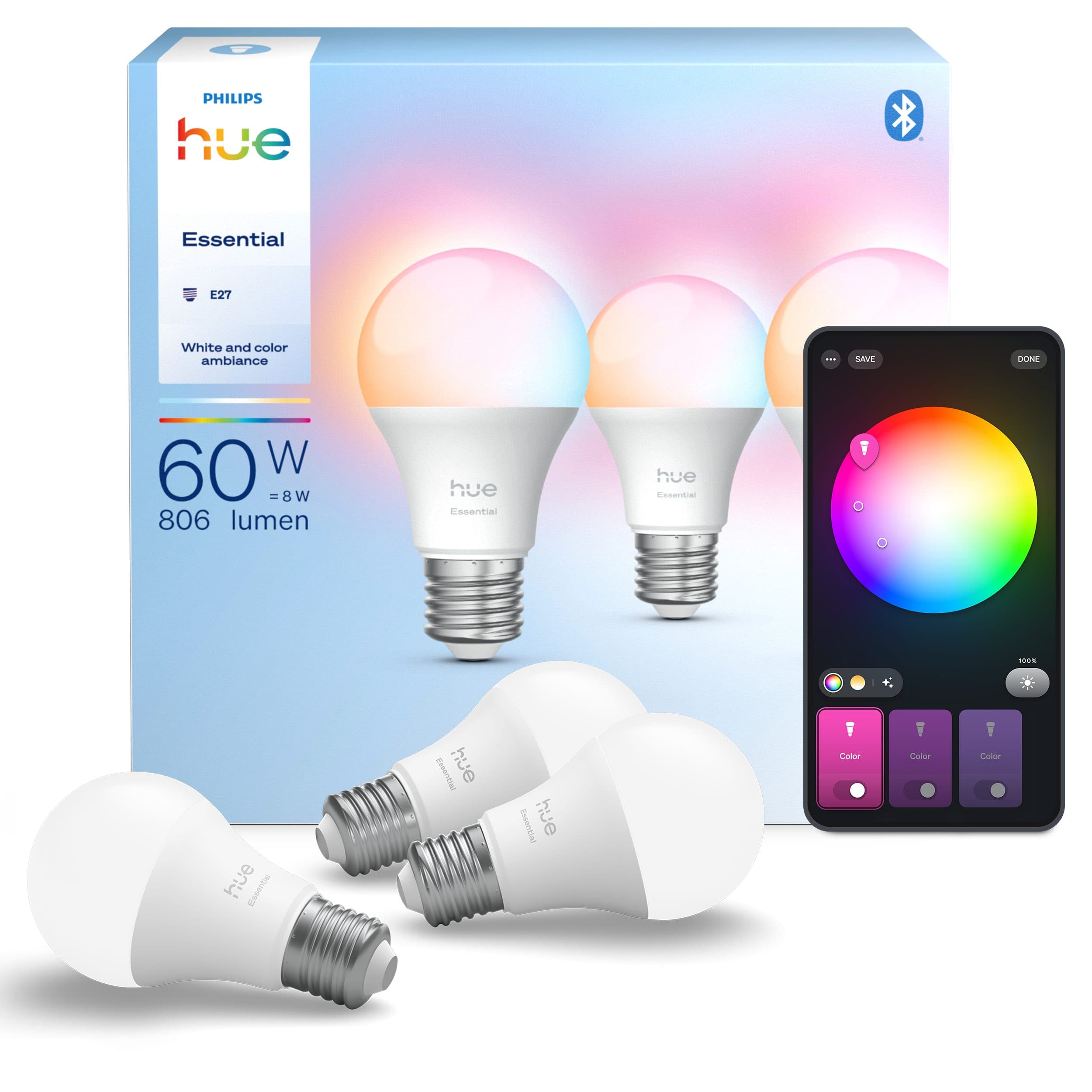 Philips Hue Essential White & Color Ambiance LED-Leuchtmittel | Weiß