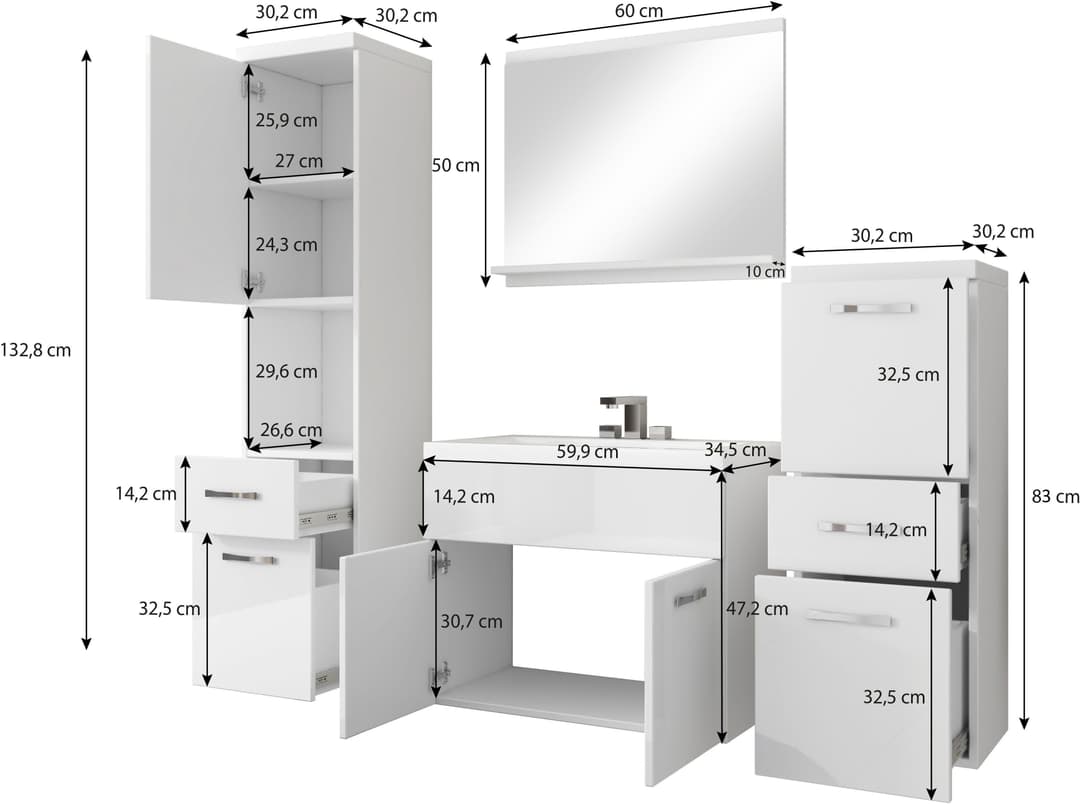 welltime Badmöbel-Set ELDA | Holztöne