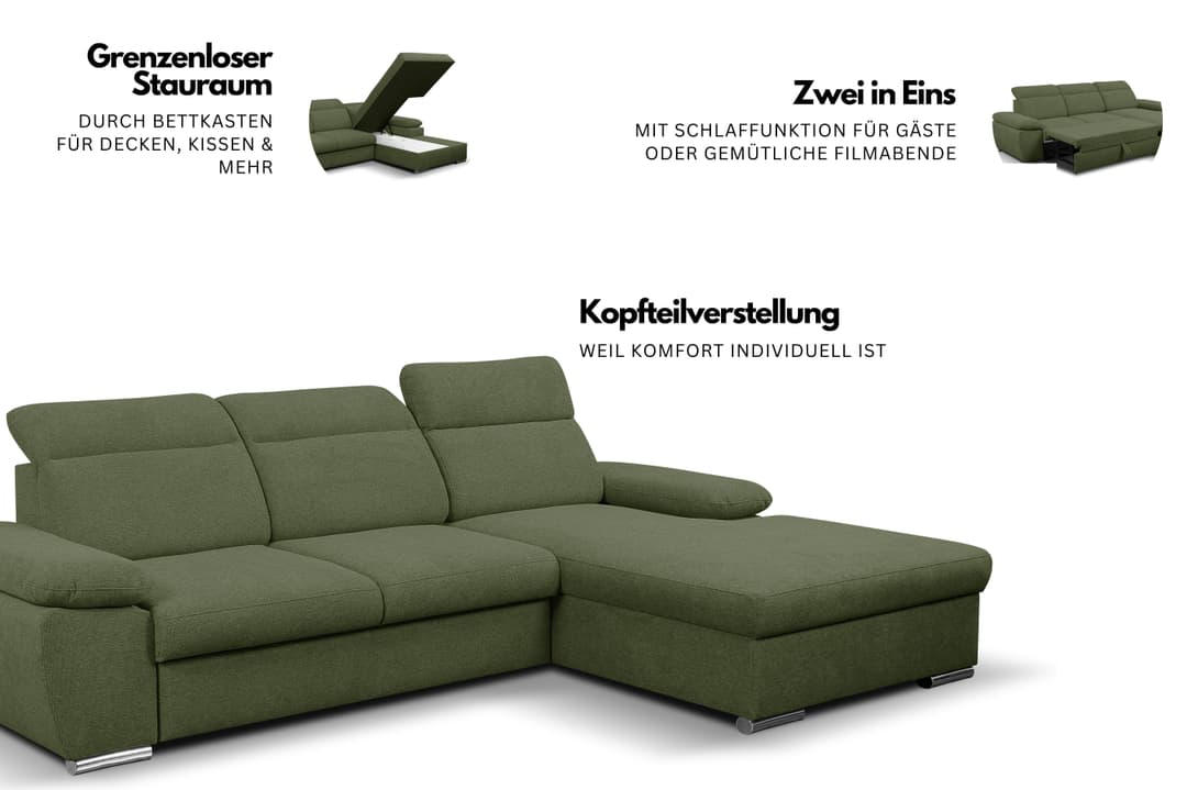 WERK2 Ecksofa Palma | Grau