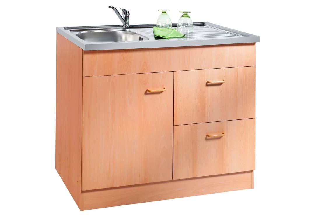 KOCHSTATION Spülenschrank KS-Elster Breite 100 cm | Holztöne