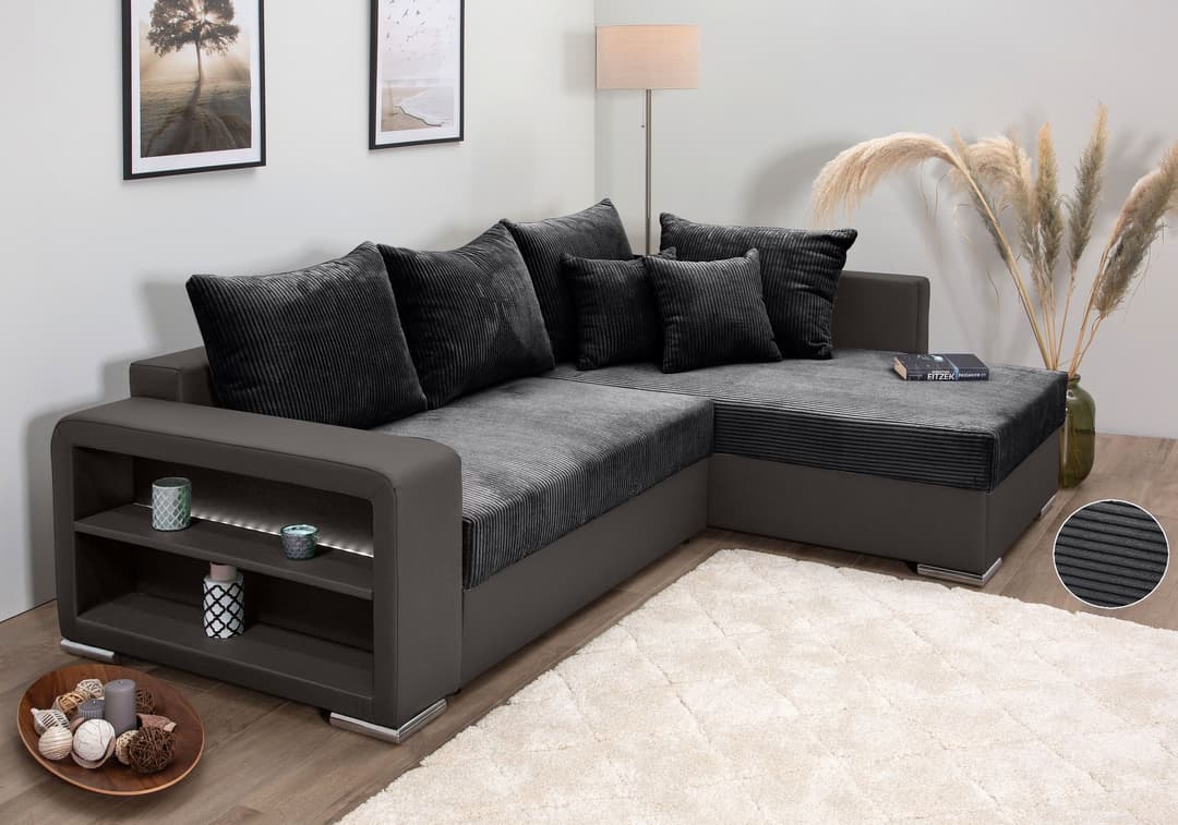 COLLECTION AB Ecksofa John L-Form | Grau