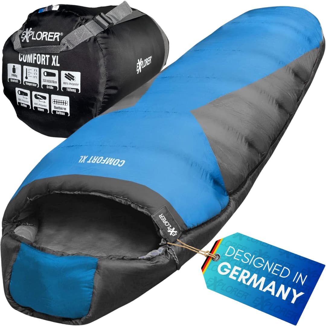 EXPLORER Mumienschlafsack COMFORT Camping Schlafsack | Mehrfarbig
