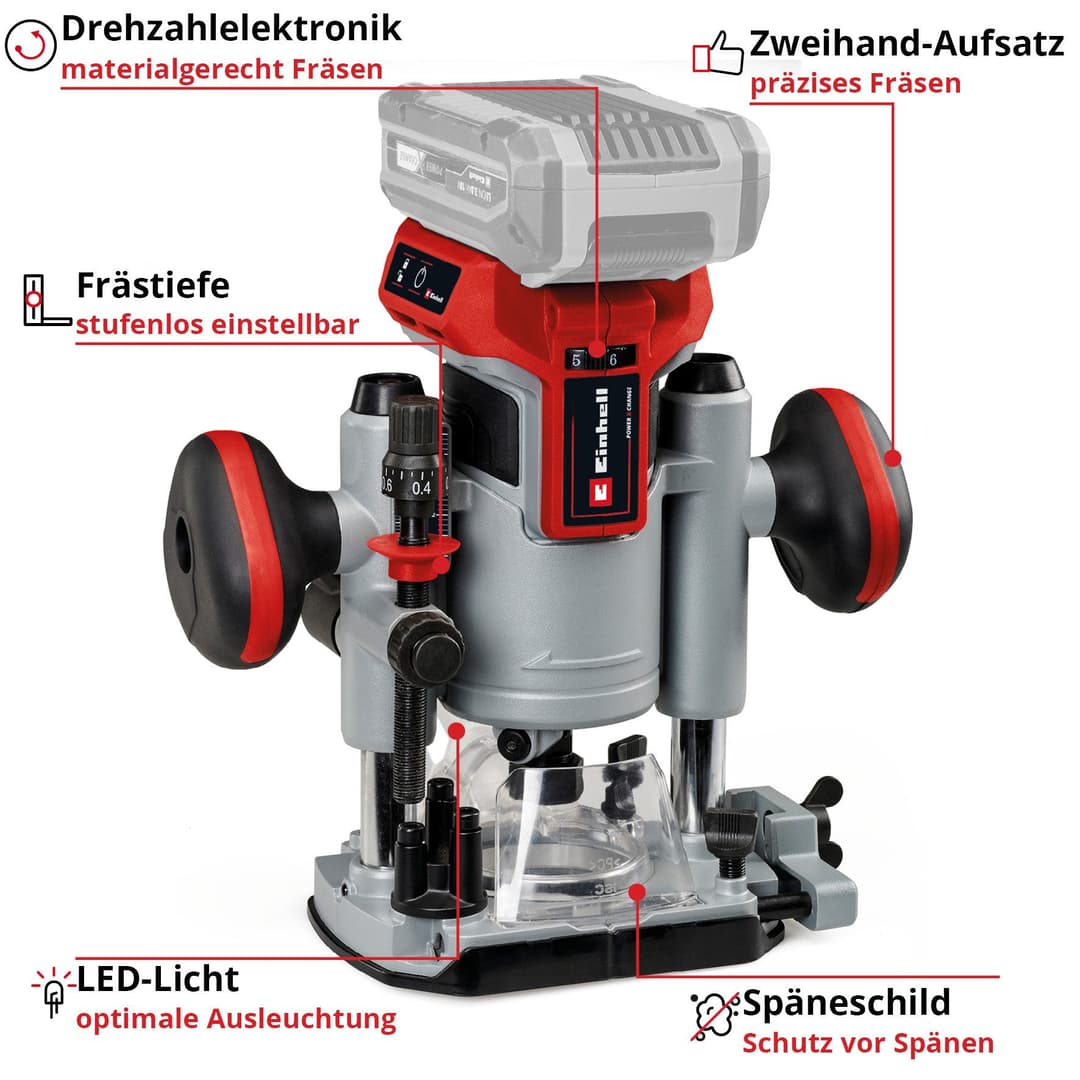 Einhell Akku-Fräse TP-RO 18 Set Li BL - Solo | Mehrfarbig