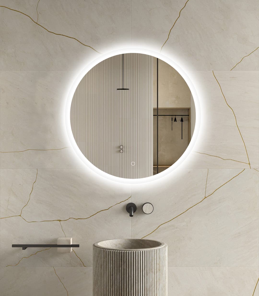 welltime LED-Lichtspiegel Aura | Silber