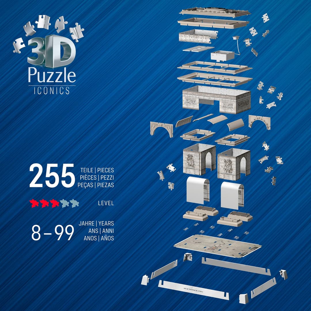Ravensburger 3D-Puzzle Iconics: Triumphbogen Paris | Mehrfarbig