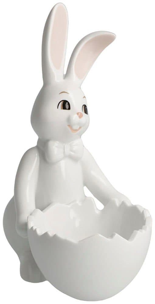 Goebel Osterhase Figur Hase mit Schale Snow White - Sweet Boy | Weiß