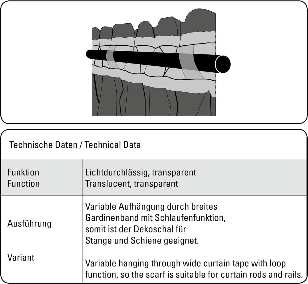 GARDINIA Gardine Schal mit Gardinenband Voile Uni | Weiß
