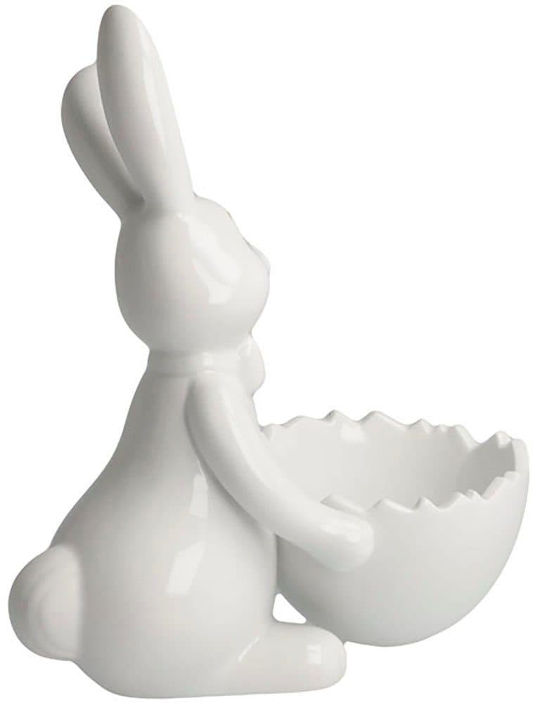 Goebel Osterhase Figur Hase mit Schale Snow White - Sweet Boy | Weiß