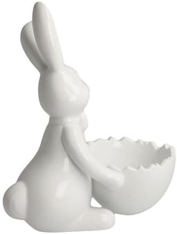 Goebel Osterhase Figur Hase mit Schale Snow White - Sweet Boy | Weiß