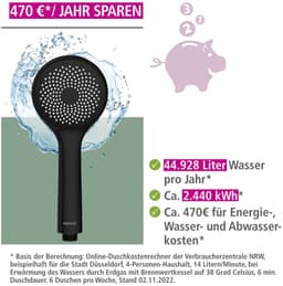 WENKO Handbrause Watersaving | Schwarz