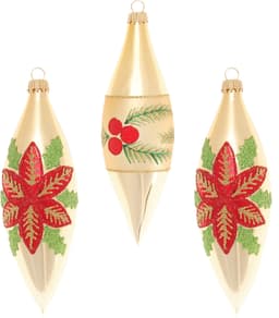 Krebs Glas Lauscha Weihnachtsstern & Beeren | Gold