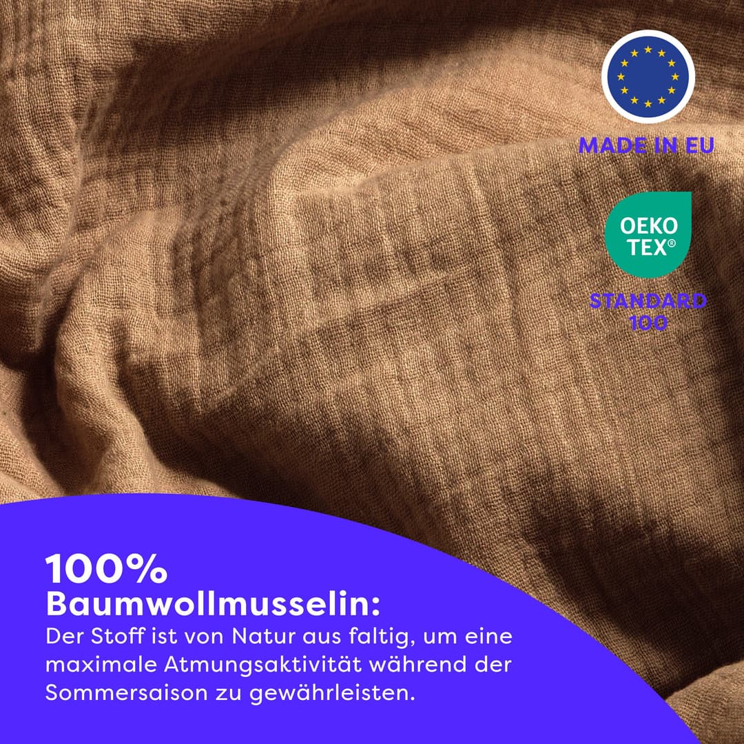 Wolkenfeld Premium Musselin Bettwäsche | Braun